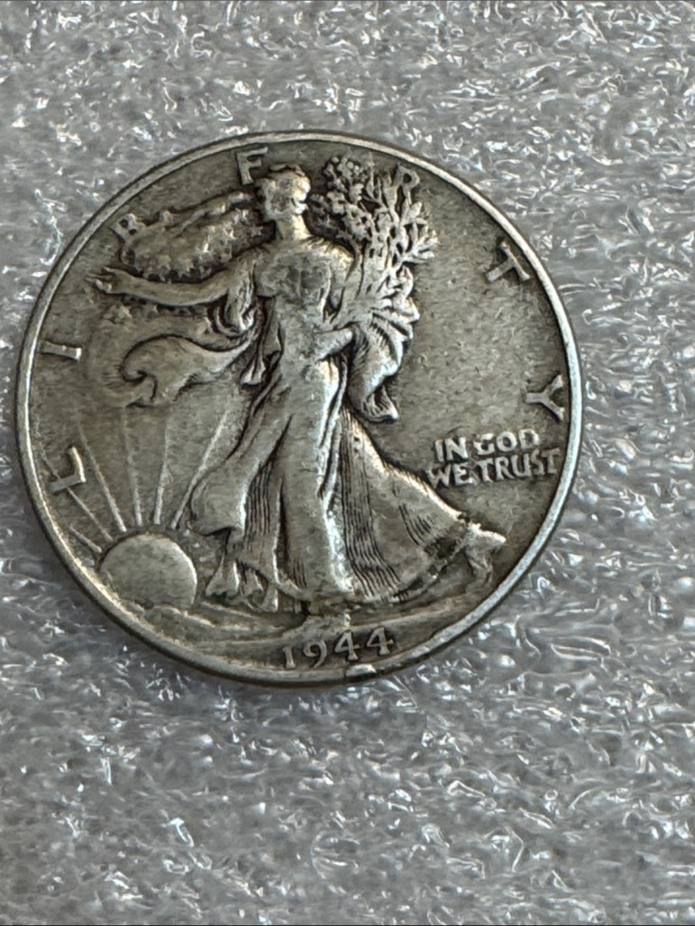 Sterling Silver Tone Vintage Coin Pendant - 1944 Walking Liberty